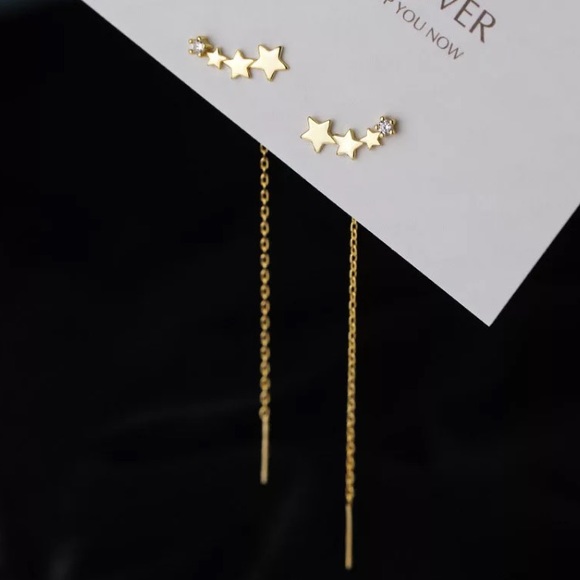 ⭐️Insta 18K Gold plated threader earrings - Picture 3 of 7